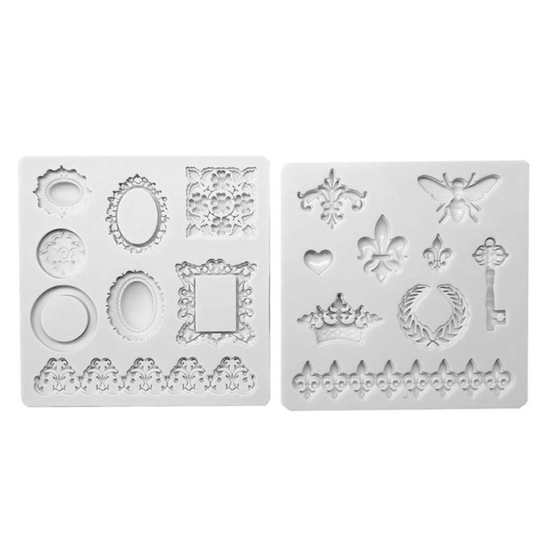 Baroque Frame Dessert Silicone Fondant Cake Mold Baking Bakeware Tool 2pcs