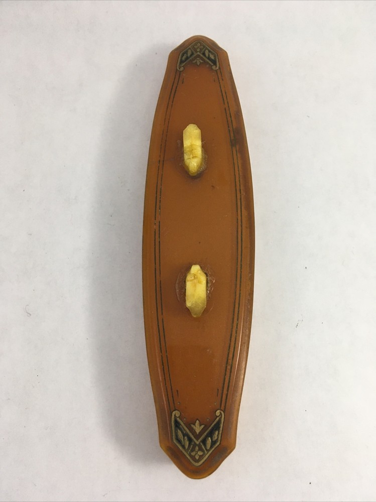 Bakelite Cosmetic Nail Buffer Dark Yellow *Broken Handle* Vintage