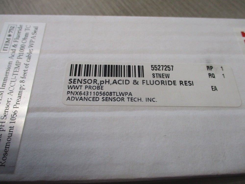 Advanced Sensor Tech Immersion Acid & Fluoride Resistant PH Sensor New Surplus