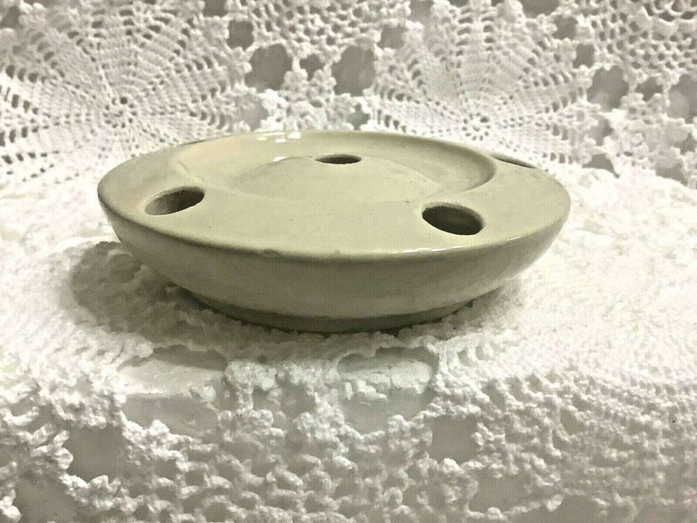 Flower Frog Unsigned Ceramic 4" diameter Cream Colored