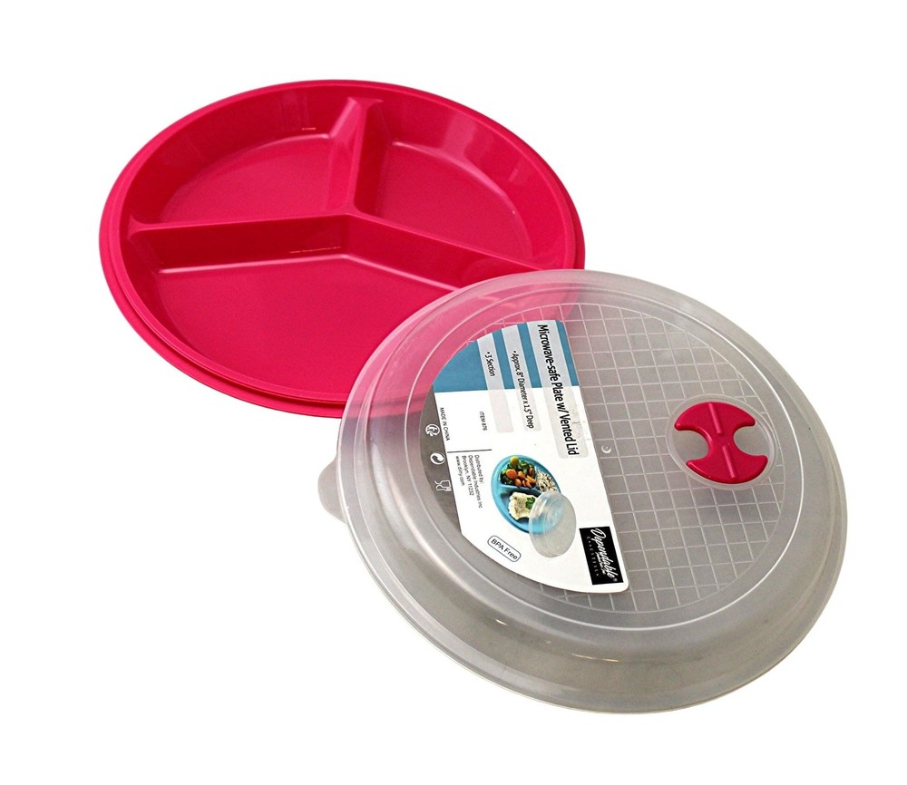 4-Pack Divided Microwave Plates with Vented Lids – BPA-, Stackable Meal Prep ...