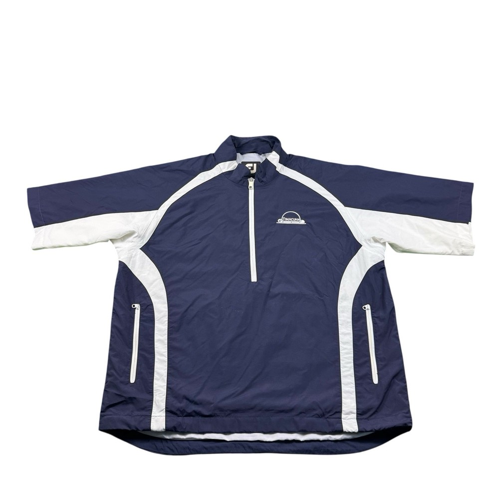 Footjoy Blue White Timacuam 1/2 Sleeve Zip Golf Pullover Size Medium