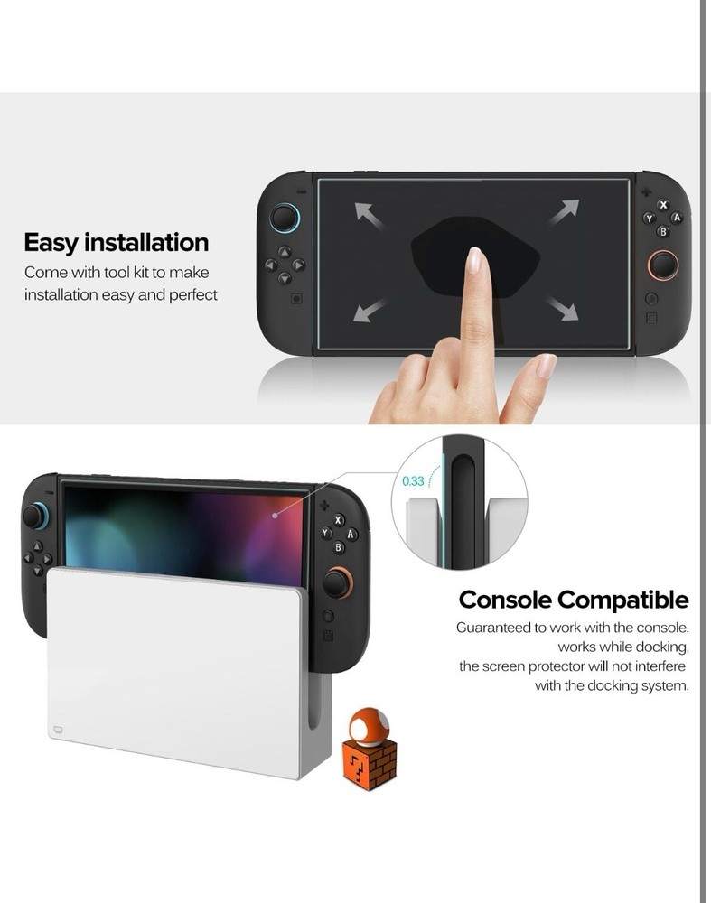 3-Pack Screen Protector Tempered Glass for Nintendo Switch