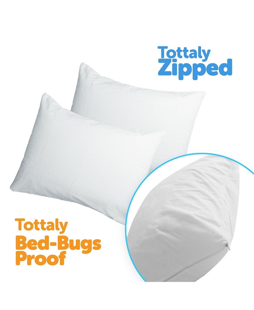 Joluzzy Zippered Bed Bug Proof Waterproof Cotton Pillow Protector - KING - White