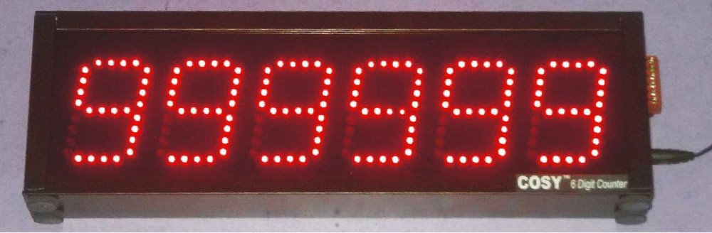 6 Digit Industrial Production Counter Display - 2.3" High LED Digits