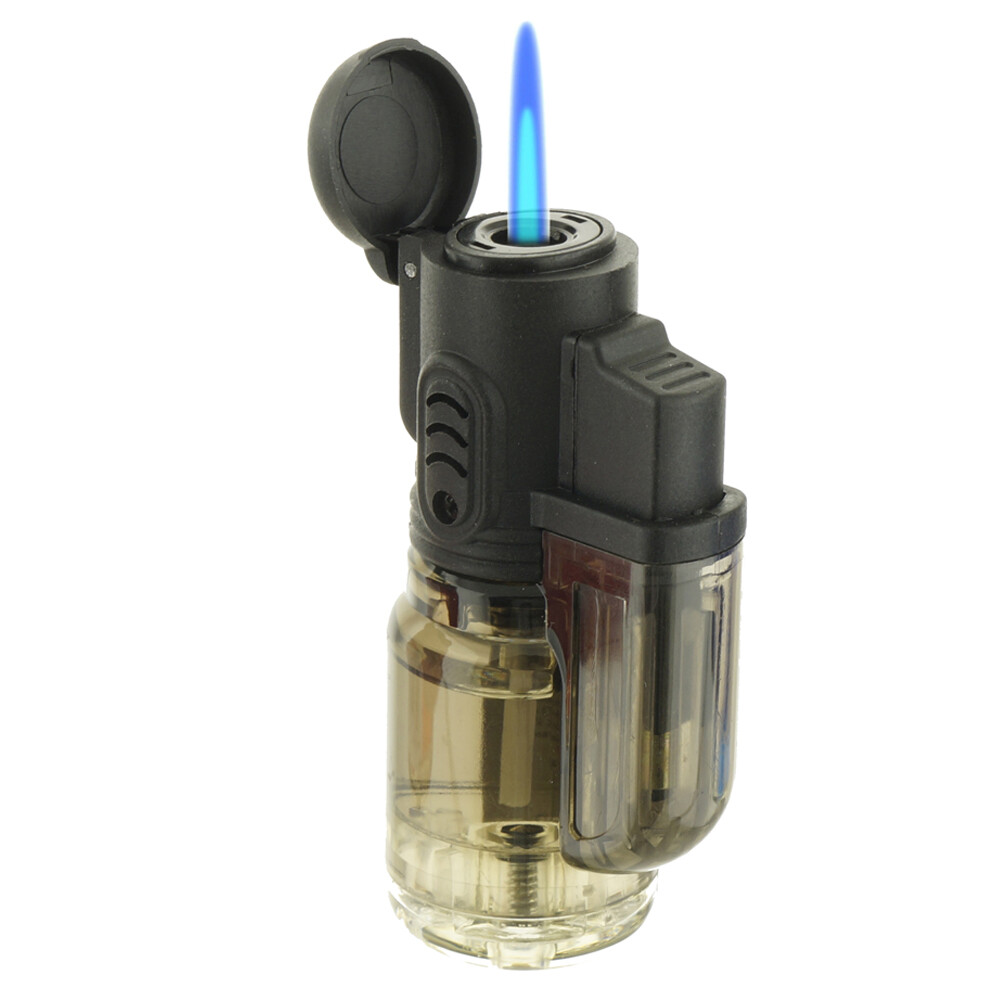 3 Jet Torch Lighter Adjustable Windproof Butane Refillable Clear Red Blue Black