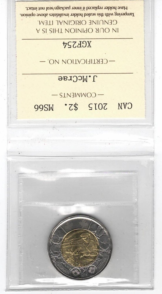 2015 Canada $2 J. McCrae - ICCS MS66 - XGF 254