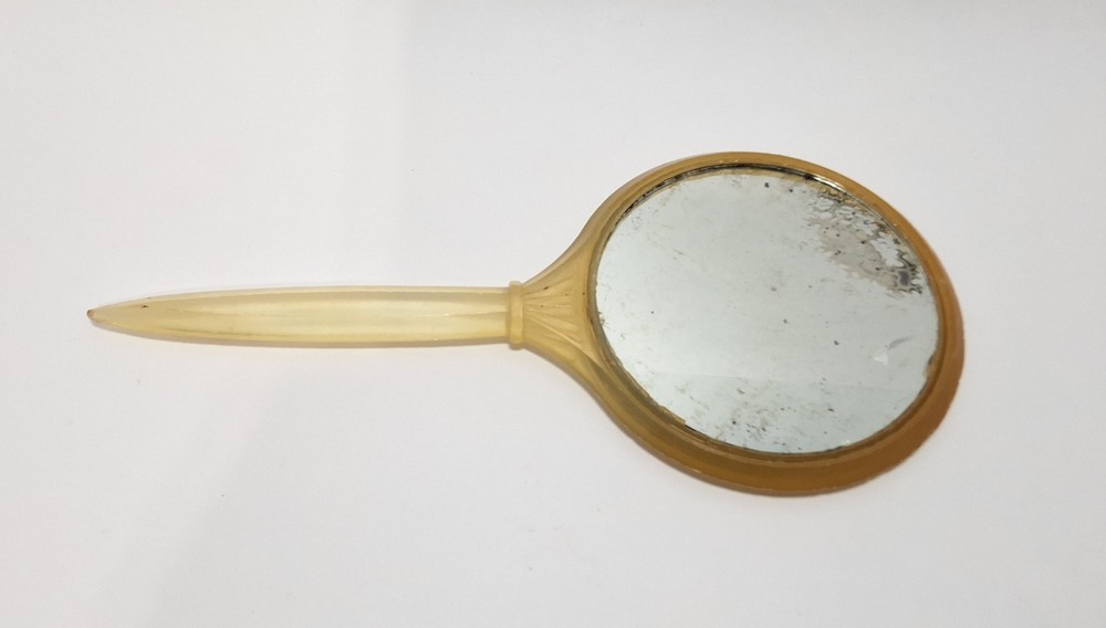 Vintage Vanity Hand Held Mirror Plastic