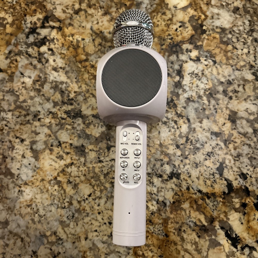 Merkury White Speaker Wireless Microphone Works Tested