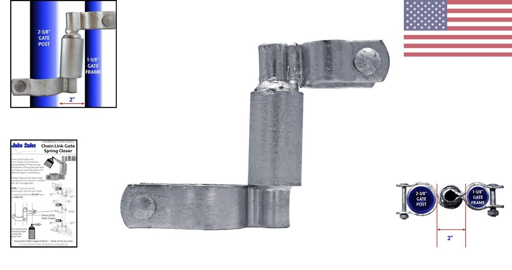 Secure Swing Chain Link Gate Hardware - Fits 1-3/8" Frame, 2-3/8" Post