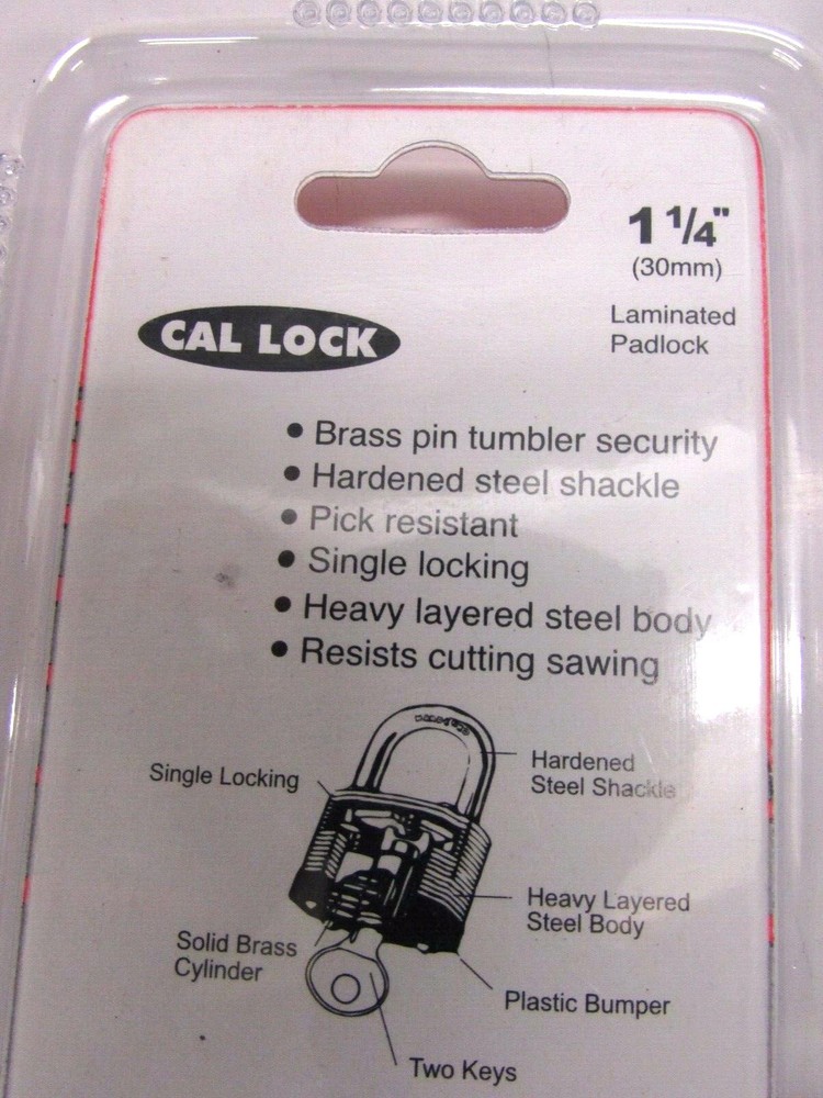 NEW! CAL LOCK 1-1/4" LAMINATED PADLOCK, #2125