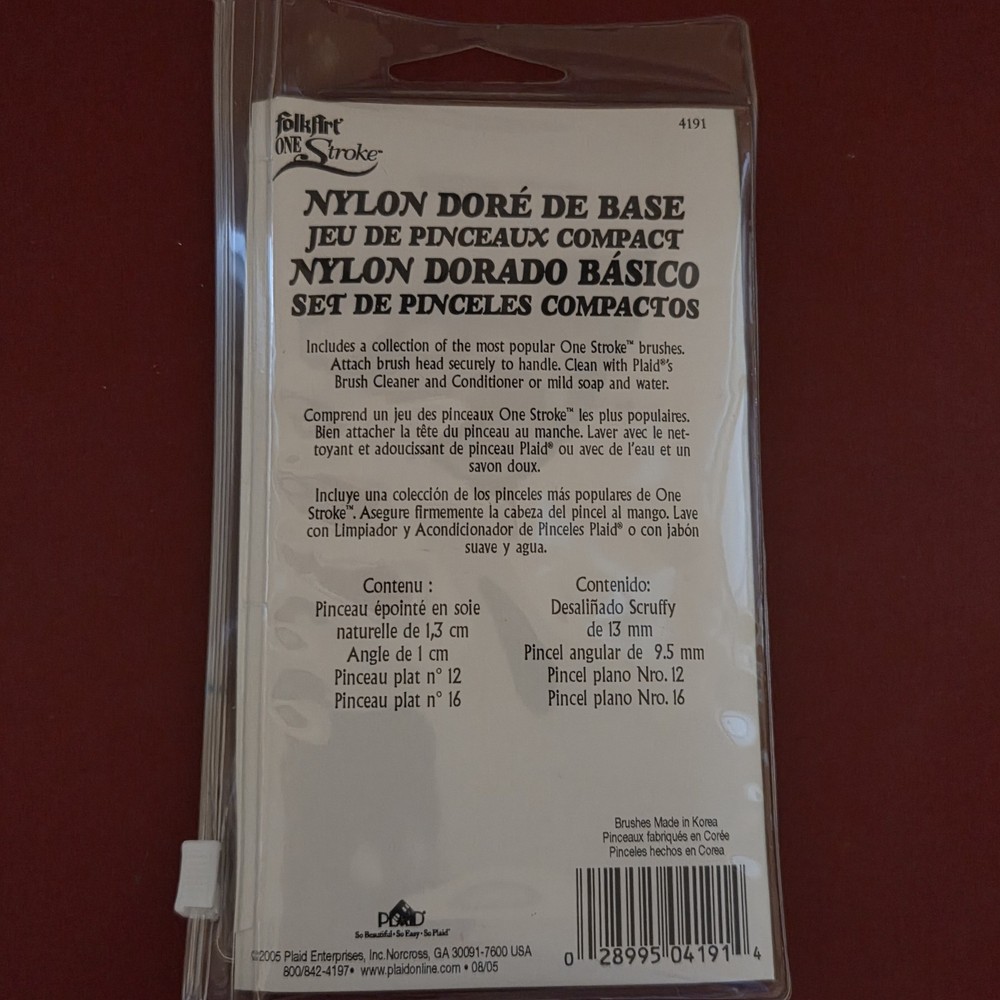 Plaid Folk Art One Stroke - Basic Gold Nylon Compact Brush Set