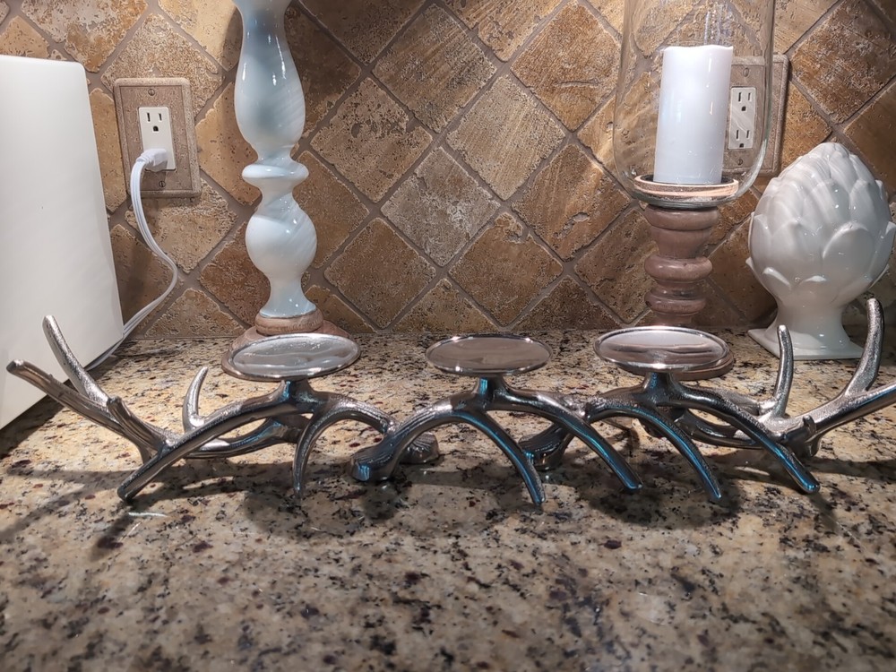 Candelabras Candle Holders 3 Silver Antlers