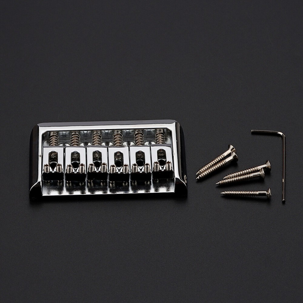 6 String Fixed Hardtail Bridge for Strat Tele Electric Guitar Replacement Chrome