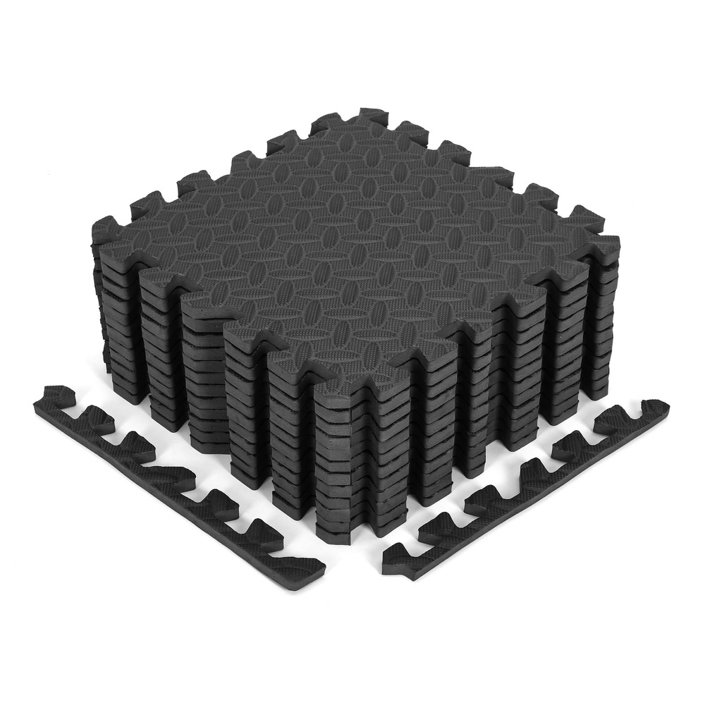 Puzzle Exercise Mat Interlocking Foam Gym Flooring Mat 12 Tile 3/4'' Extra Thick
