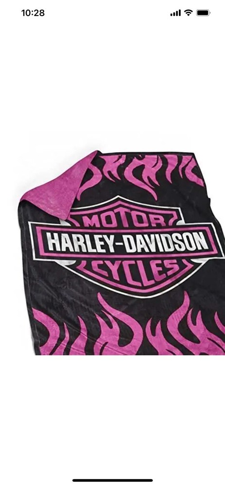 Super Soft Plush Classic Black Harley Davidson Blanket / Throw Full or Queen
