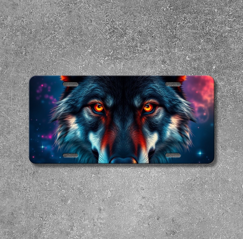 Hyperrealistic Wolf License Plate Optional Text Decorative Plate Gift Idea