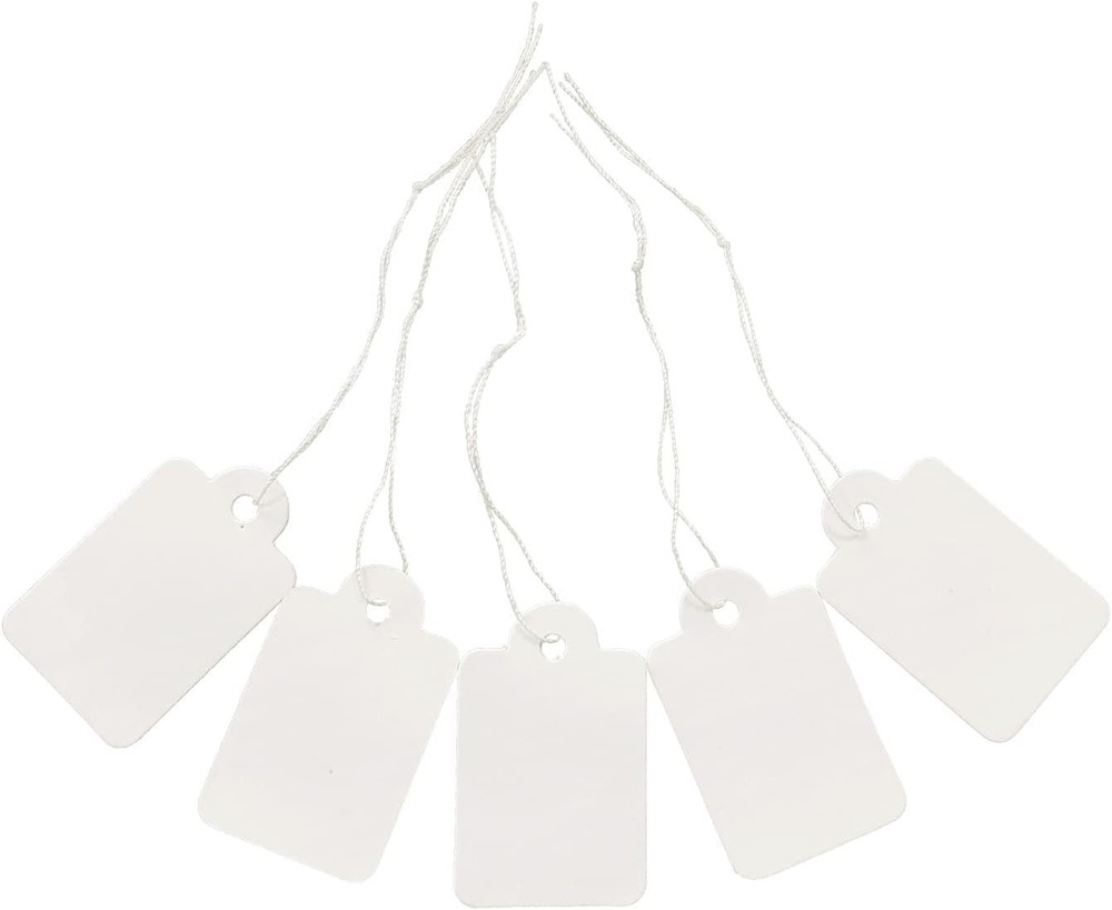 200 Rectangular White Price Tags with Smooth Writable Surface - Ideal for Resale