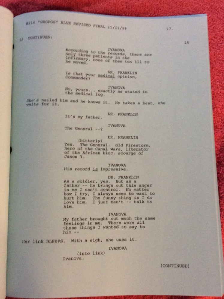 ORIGINAL SCRIPT BABYLON 5 GROPOS #210 BRUCE BOXLEITNER JERRY DOYLE CHRISTIAN