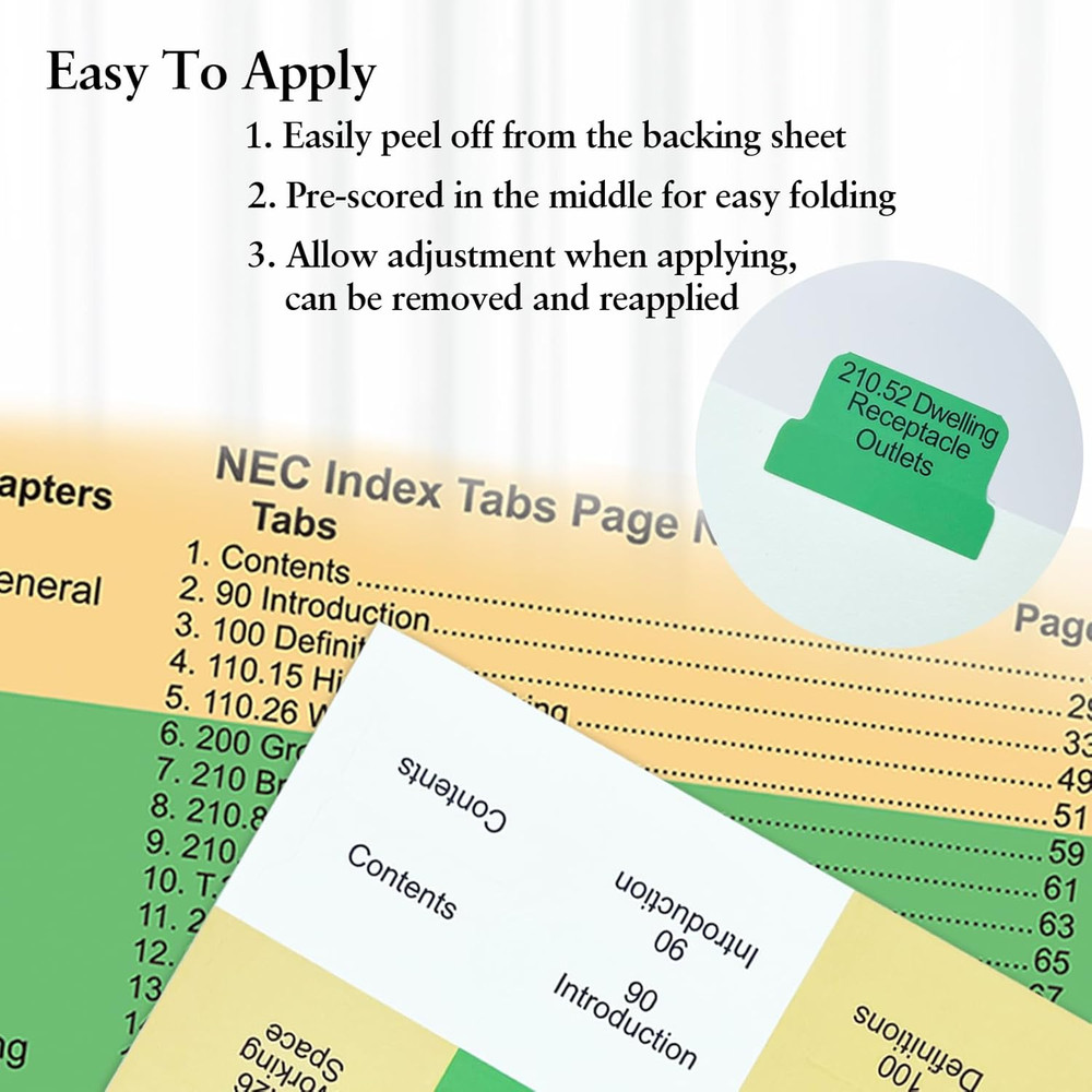 Upgraded Index Tabs for 2026 National Electrical Code (NEC), 150 Color-Coded & L