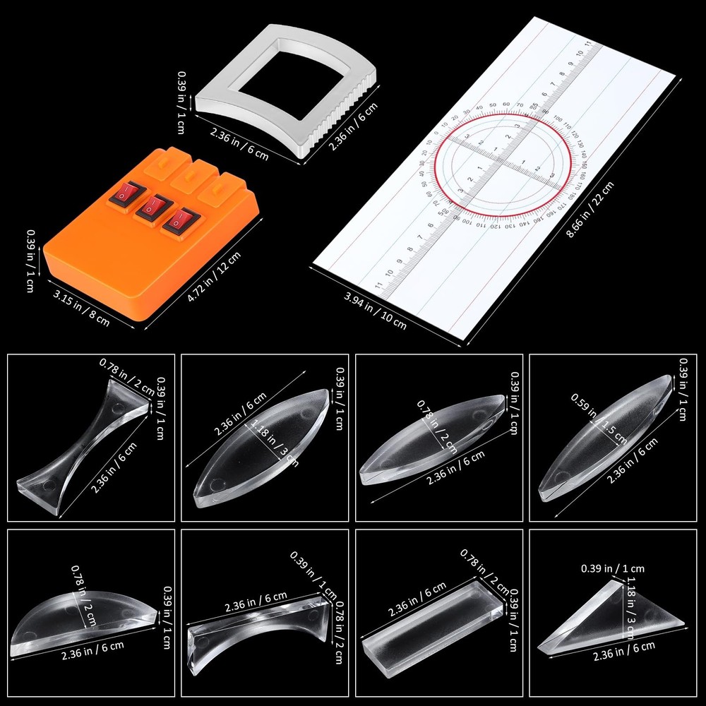 Multifunction Optical Experiment Physics Kit Prism Reflector Lens Small Hole