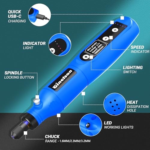 Cordless Rotary Tool, 5 Variable Speed Mini Rotary Tool Kit with 70 Blue