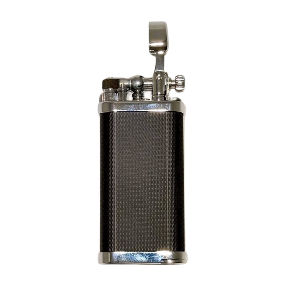IM Corona Old Boy Black & Chrome Engine Turned Pipe Lighter