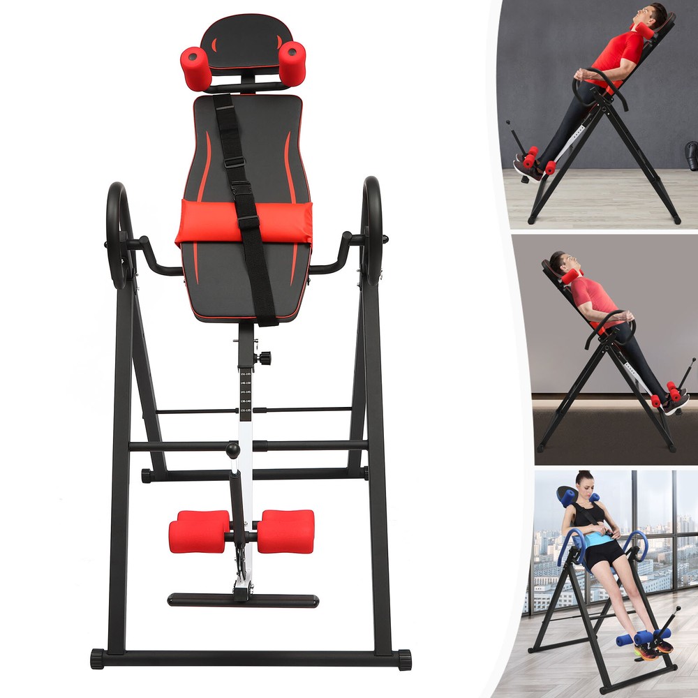 Heavy Duty Foldable Inversion Table Back Pain Relief Stretcher Machine 330LBS