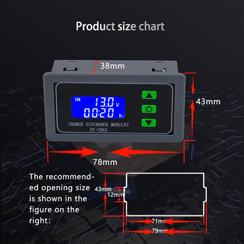 DC 6V-60V Low Voltage Protector Disconnect Switch Module with LCD Grey