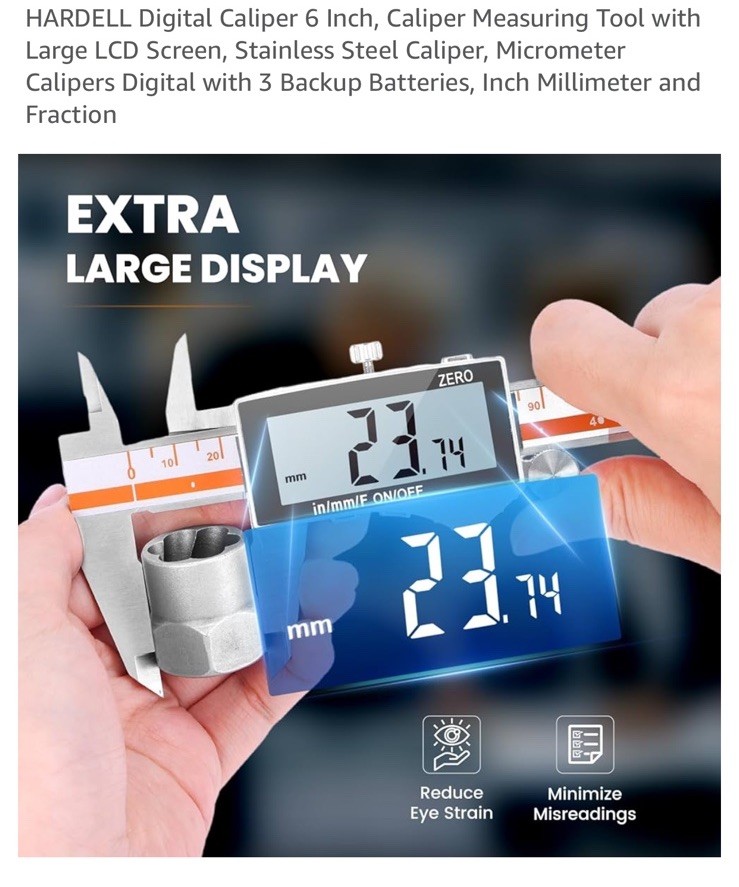 Digital Caliper, Caliper Measuring Tool with Backlight LCD Scree...