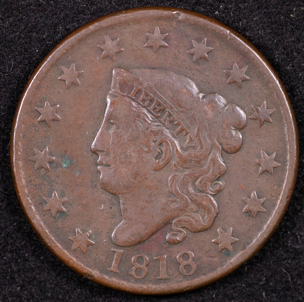 1818 CORONET LARGE CENT