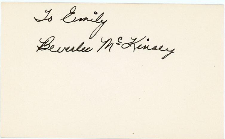 Beverlee McKinsey - Signed Index Card