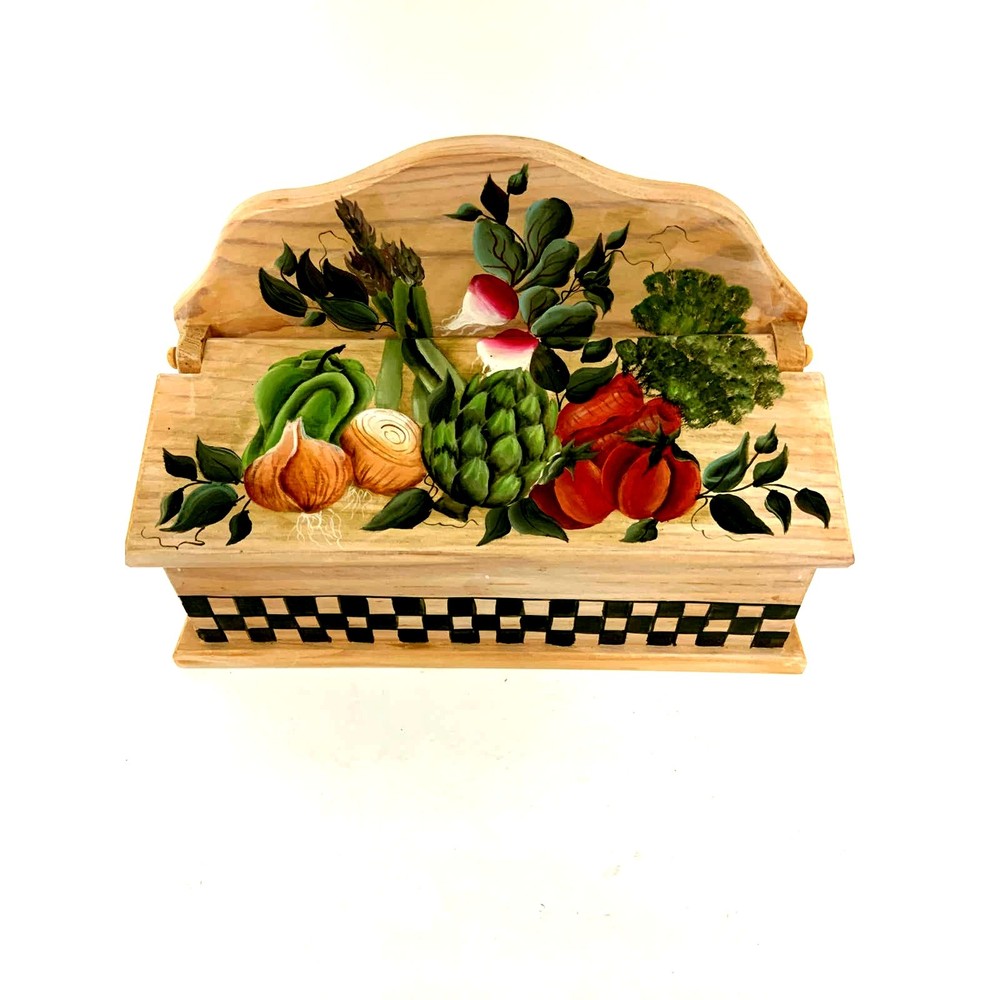 Vintage Hand Painted Vegitables 2 Section Box Signed Jeneane Pike 2000