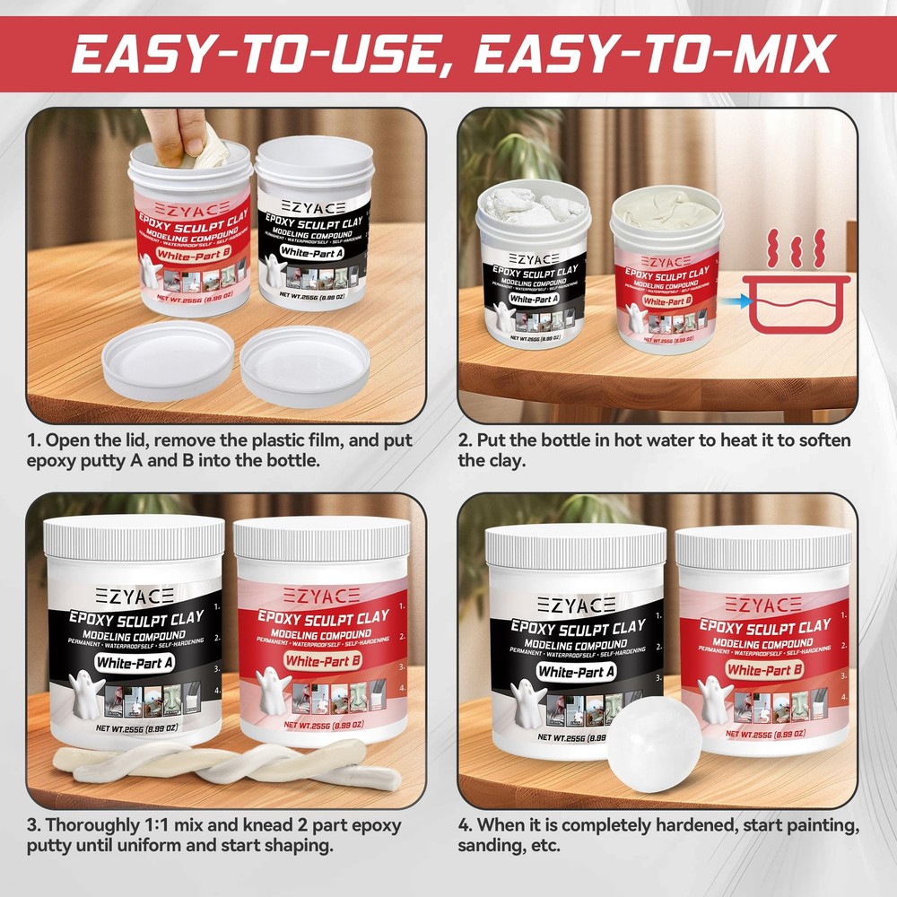 Epoxy Clay, Magic Sculpt 2 Part Modeling Compound 1 Pound, White