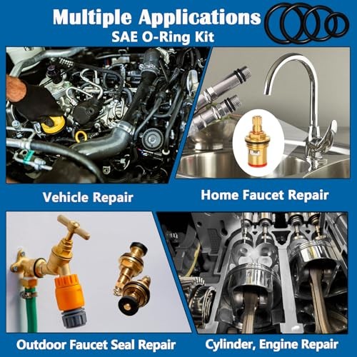407 Pcs Universal SAE O Ring Assortment Kit，32 Inch Sizes Standard Nitrile