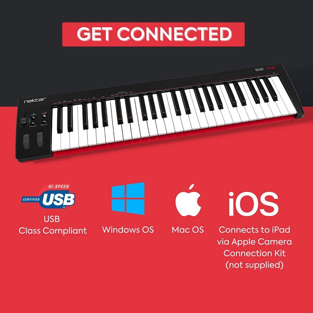 49Key MIDI Controller, Compact Keyboard for Music Production and Performance