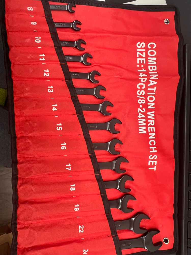 14 Piece Wrench Set with Case Black with Red Case