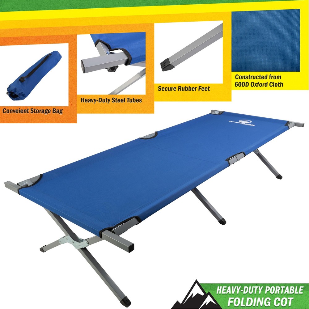 Camping Cot - Portable Folding Camp Bed - 600D Sleeping Cot for Adults with S...