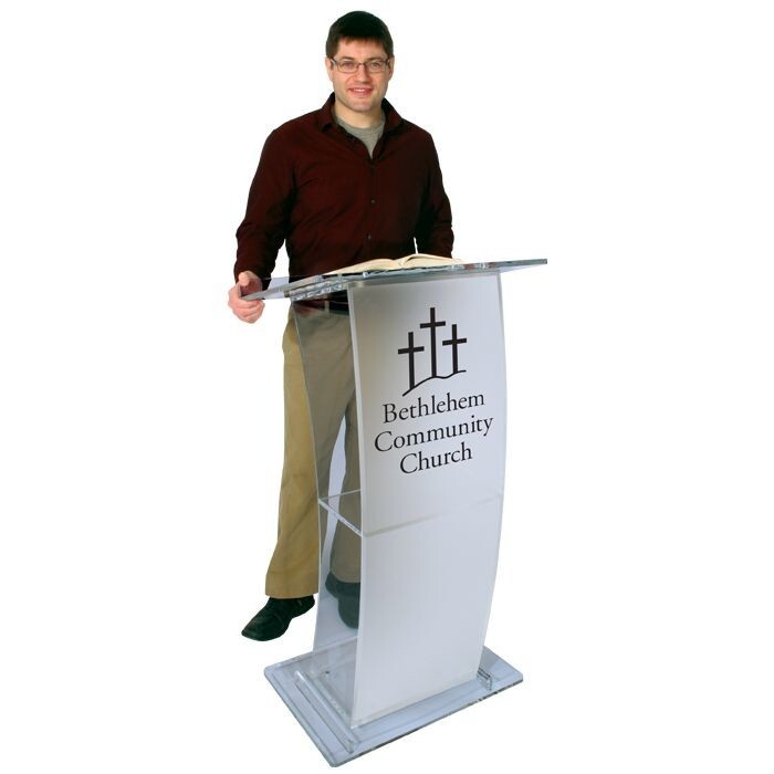 Kingdom Personalized Eclipse Acrylic Lectern with a Frosty Finish
