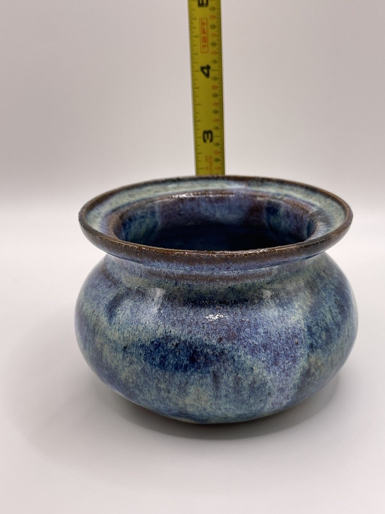 Vintage Studio Ceramic Pottery Bowl Dish Blue Pot Decor Handmade Signed