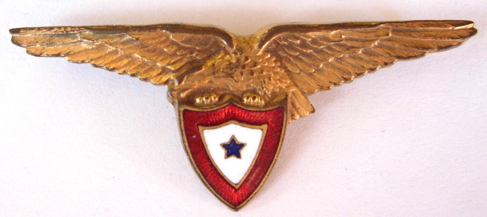 WW1 Son In Service Enameled Shield / Gilt Eagle Homefront Pin - PB