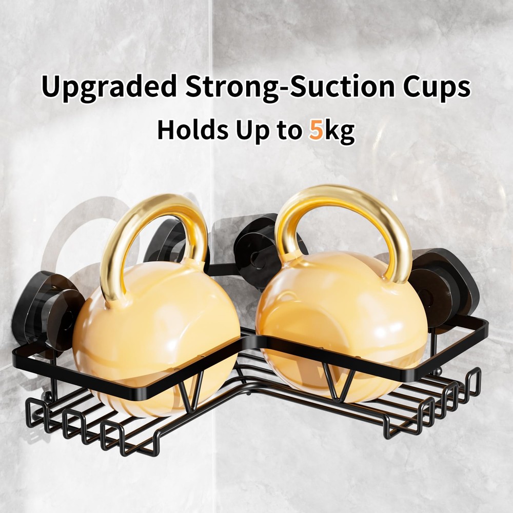 5 Pack Corner Shower Caddy Suction Cup, Large Capacity Bathroom Organizer wit...