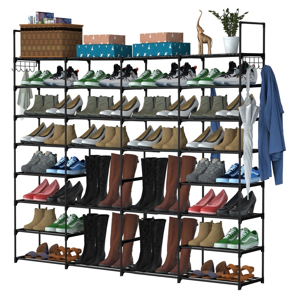 8-Tier Metal Shoe Rack Shelf Adjustable Entryway Stackable Storage Organizer