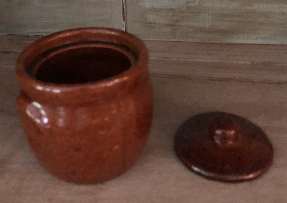 Two Small Unbranded Stoneware Beanpots