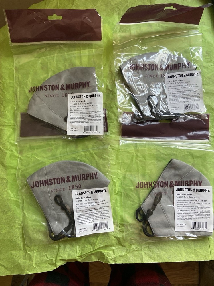 Johnston & Murphy Solid Face Mask (Pale Gray) 4pk