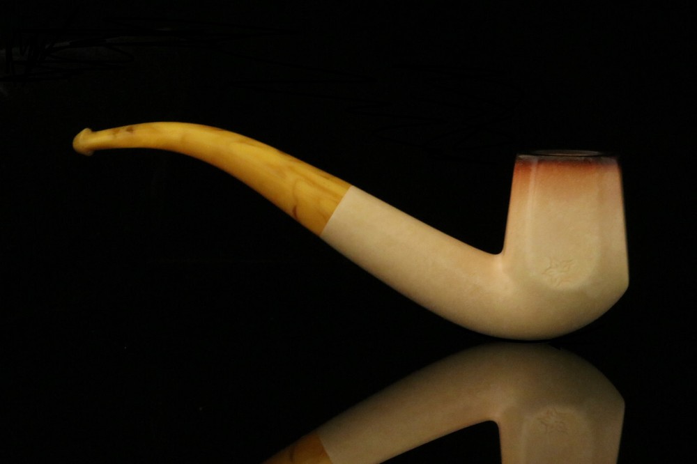 srv -Bent Panel Block Meerschaum Pipe with fitted case M2940