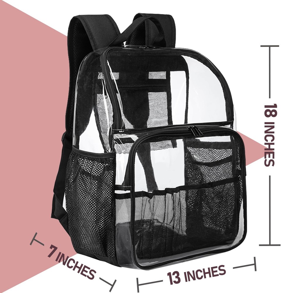 Clear Backpack,See Through Backpack School Approved Heavy Duty Clear Backpack...