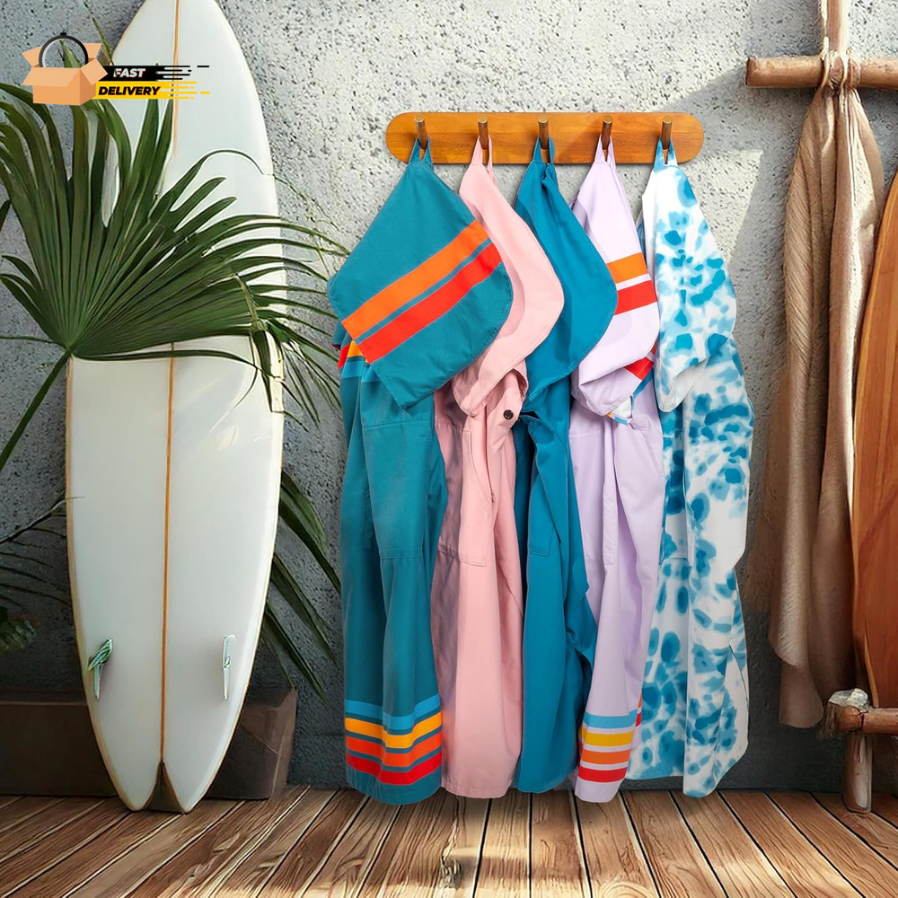 Surf Poncho Changing Robe with Hood, Quick Dry Microfiber Wetsuit Chan