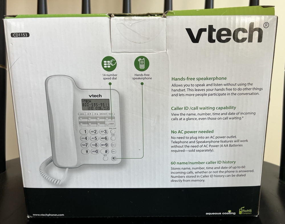 Vtech Corded Speakerphone CD1153 White NIB