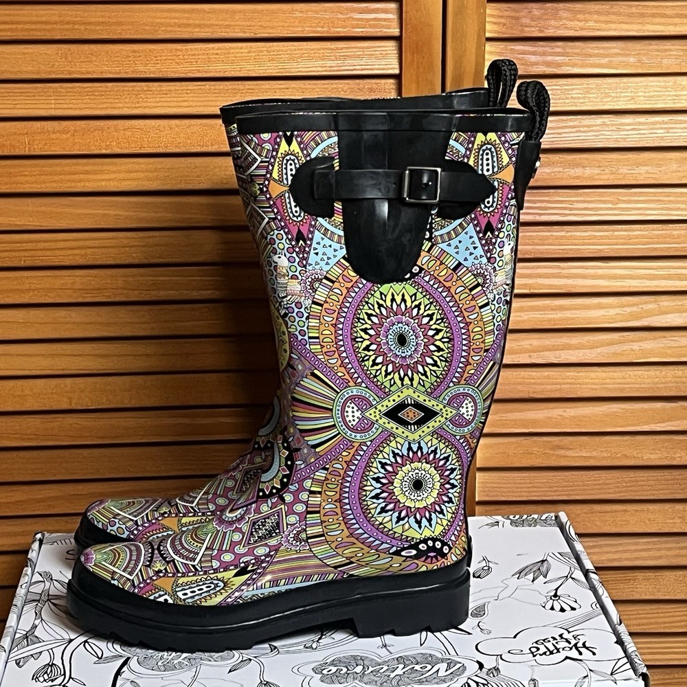 Sakroots Women's Multicolor Mandala Rain Boots Size 9